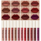 Qibest 12Pcs Matte Liquid Lipstick Set For Girls & Women, 24 Hours Long Lasting Waterproof Nude & Dark Red Lip Gloss Makeup Gift Kits, Velvet Non-Stick Cup Mate Duracion 24 Horas Originales Lip Stains