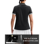 Mier Golf Polo Shirts For Women - 1/4 Zip Up Short Sleeve Tennis Tops, Dry Fit Upf 50+ Athletic Collared Shirt For Pickleball
