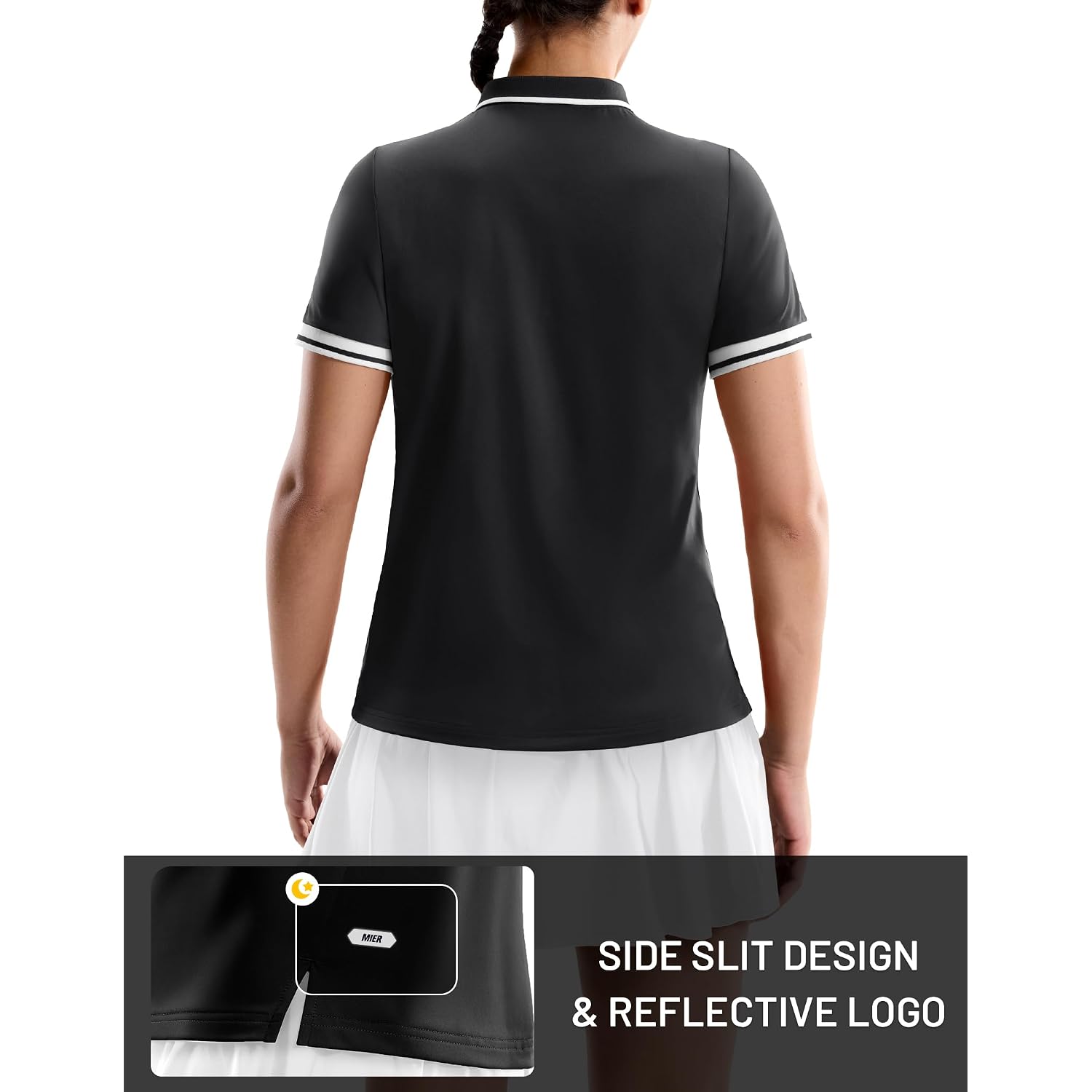 Mier Golf Polo Shirts For Women - 1/4 Zip Up Short Sleeve Tennis Tops, Dry Fit Upf 50+ Athletic Collared Shirt For Pickleball