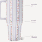 Hydrojug Traveler 40Oz, Insulated Tumbler With Handle & Straw, Primrose
