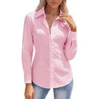 Button Down Shirts for Women Long Sleeve Stretch Dress Shirts Wrinkle-Free Work Blouses Slim Fit Office Tops