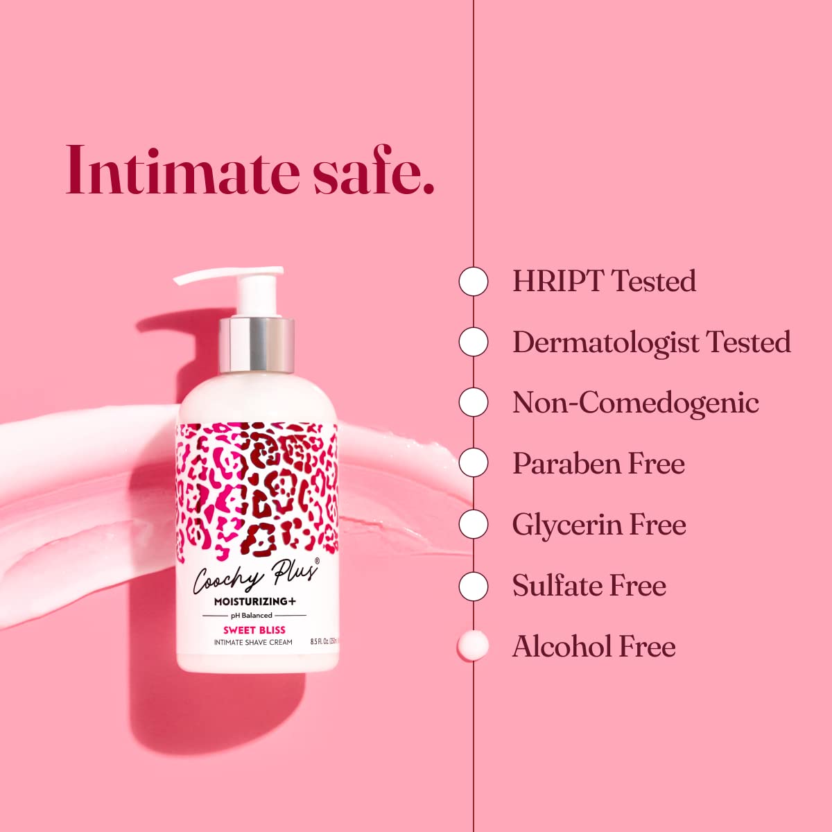 IntiMD Coochy Plus Intimate Shaving Cream SWEET BLISS For Pubic, Bikini Line, Armpit - Rash-Free With Patent-Pending MOISTURIZING+ Formula, Prevents Razor Burns & Bumps, In-Grown Hairs 8.5oz (1-Pack)