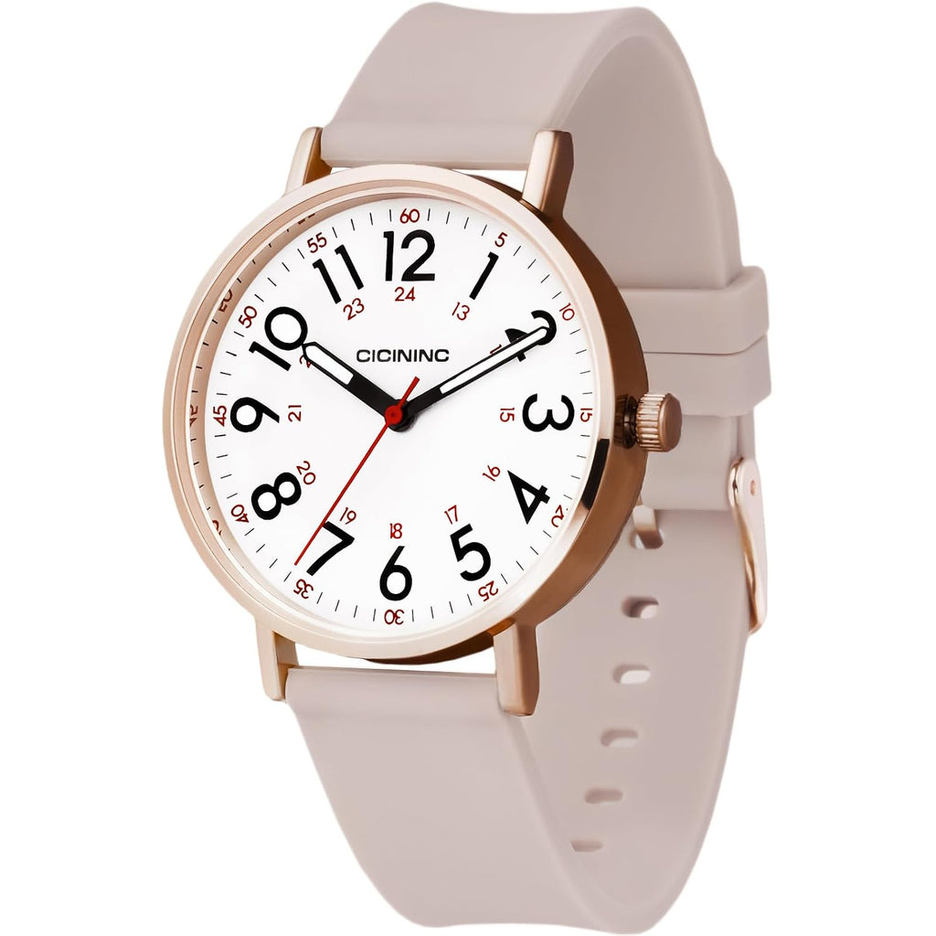 Cicininc Nurse Watch For Women,Analog Nursing Watches With 12/24 Hour Military Time,Second Hand