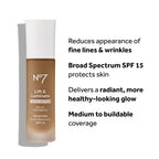 No7 Lift & Luminate Triple Action Serum Foundation - Liquid Makeup with SPF 15 for a Dewy, Glowy Base - Radiant Formula for Mature Skin - Cool Vanilla (1 Fl Oz)
