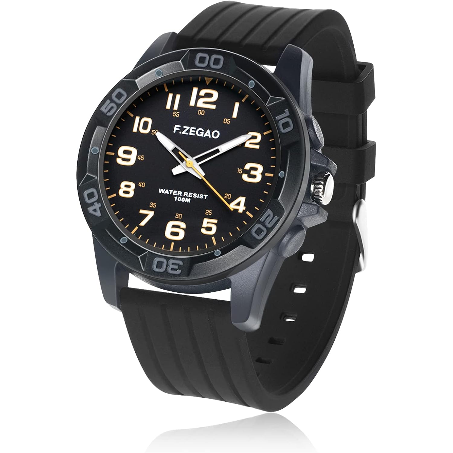 100M Waterproof Watch For Swimming, Easy Read Unisex Analog Watch, Second Hand Diver Analog Watch Men, 45Mm Diameter