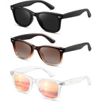 Masdun Retro Polarized Sunglasses For Women Men Classic Mirror Lens Trendy Sun Glasses (3 Pack)