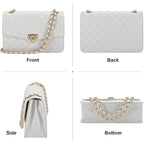 Gm Likkie Quilted Shoulder Bag For Women, Medium Flap Crossbody Handbag With Chain Strap, Soft Vegan Leather Clutch Purse