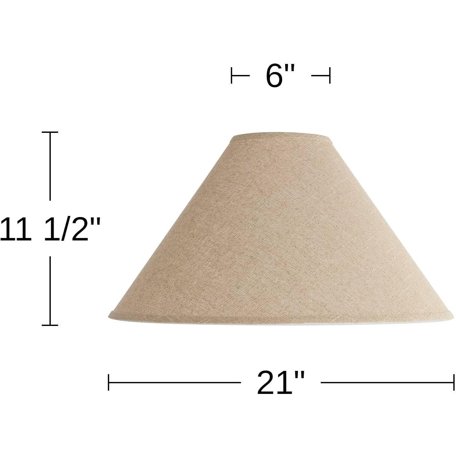 Empire Cottage Core Lamp Shade (Pre-Assembled) Fine Burlap Beige Large 6" Top X 21" Bottom X 13.5" High Spider Fitting With Replacement Harp And Finial