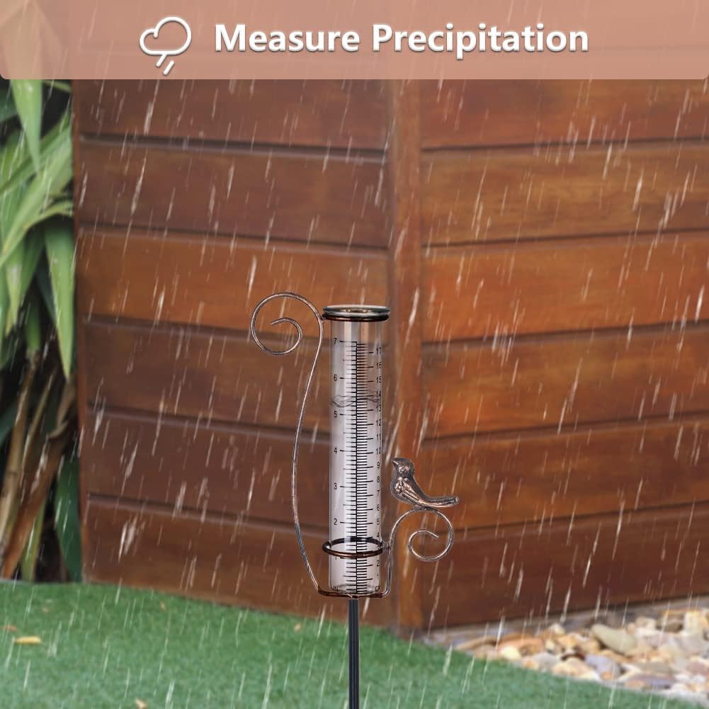 Rain Gauge Outdoor, 7 Inch Rain Gauges For Measuring Precipitation | Glass Tube, For Garden Yard Decor