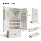 71" Tall Farmhouse Kitchen Pantry Cabinet With 3 Pull Out Shelves & 2 Large Drawers, Pantry Storage Cabinet With 6 Door Shelf & Adjustable Shelf, Freestanding Cupboard For Kitchen, Dining Room