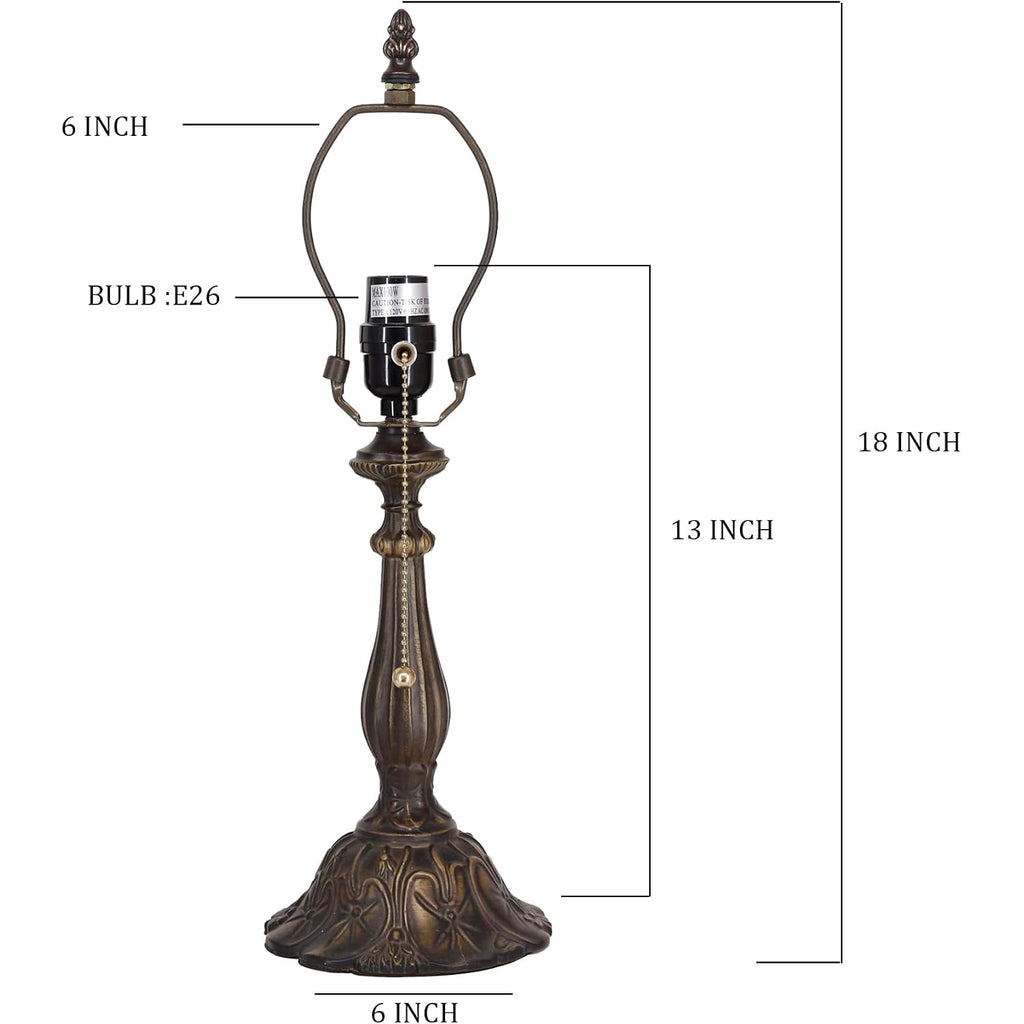 Table Lamp Base Replacement Only (A (W 6 H 18 Inch)) | Fit For 8, 10, 12 Inch Tiffany Style Stained Glass Lampshade, Dark Bronze Finish,Resin, Push Switch On Cord