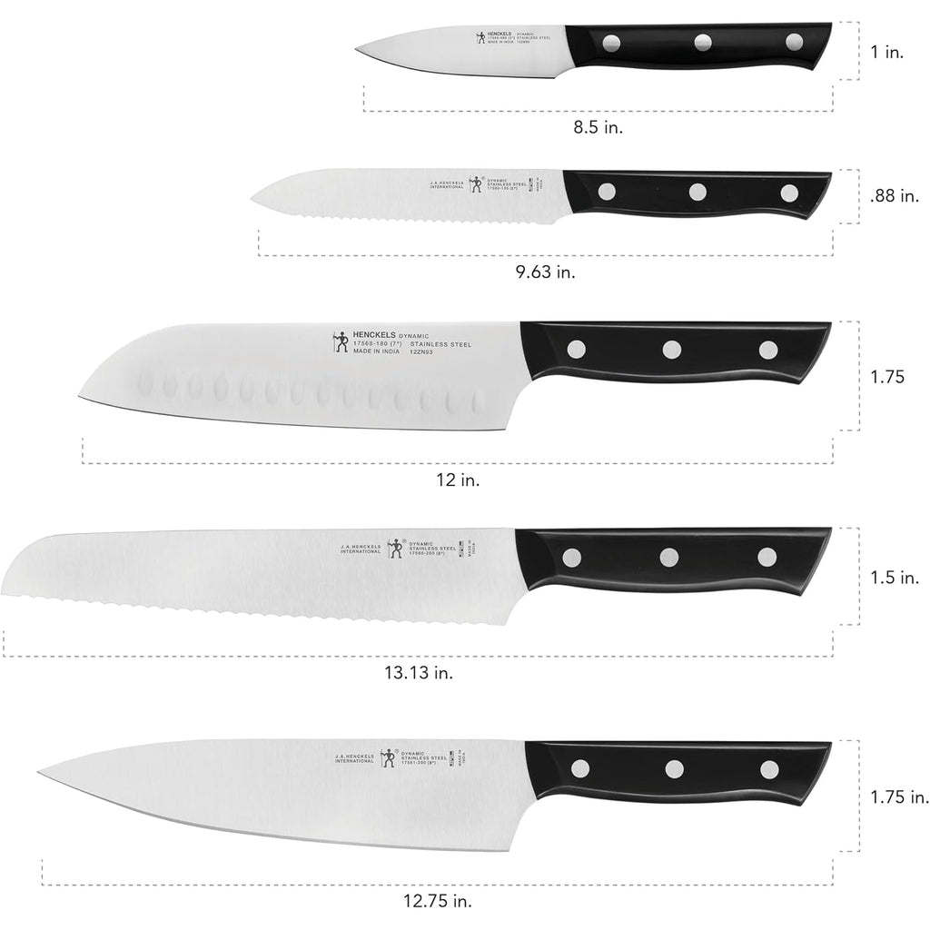 HENCKELS Dynamic Razor-Sharp 5-Piece Kitchen Knife Set, German Engineered Informed by 100+ Years of Mastery