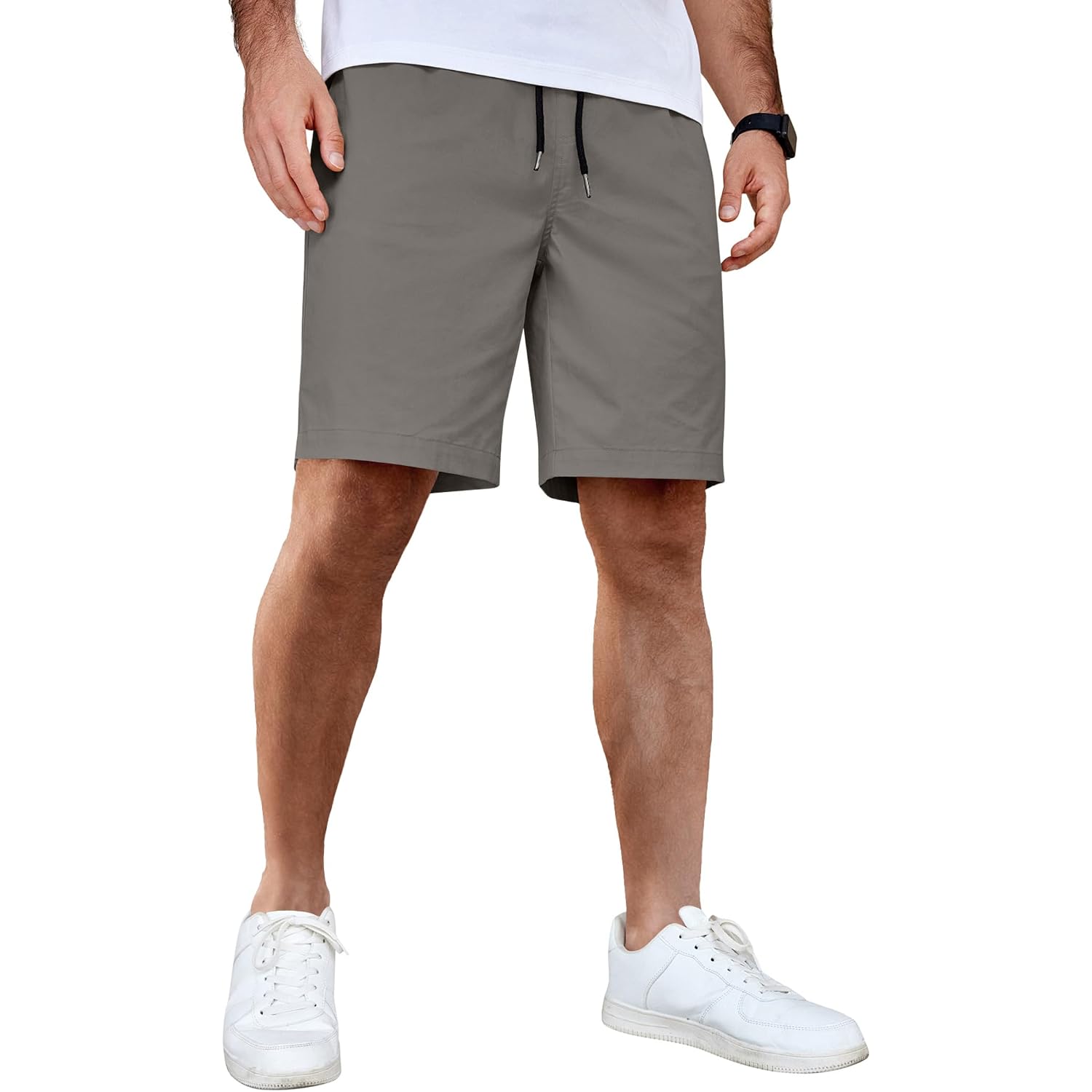 Coofandy Men'S Casual Shorts Cotton Elastic Waist Drawstring Shorts Lightweight Summer Beach Shorts