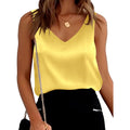 Satin Tank Tops for Women Loose Fit Sleeveless V Neck Cami Camisole Blouses Shirt Top