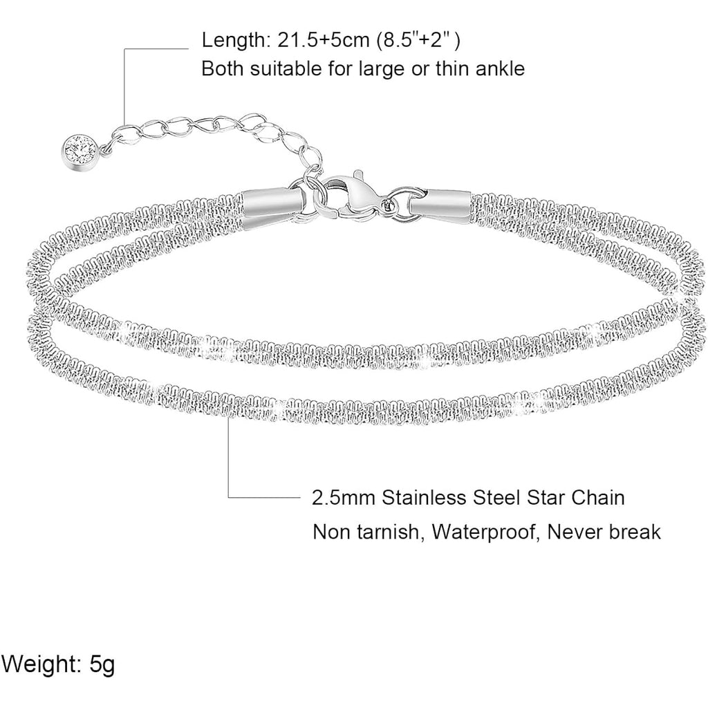 Ankle Bracelets for Women,14K Gold Plated Snake Chain Anklet for Women Beach Cute Anklets