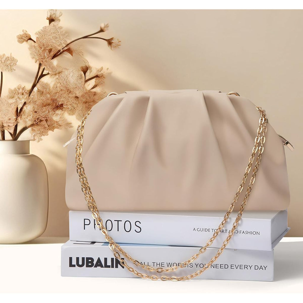 lovyoCoCo Clutch Purse for Women Soft Pleated PU Wedding Clutch, Elegant Evening Bag for Galas, Proms,Cocktail Parties