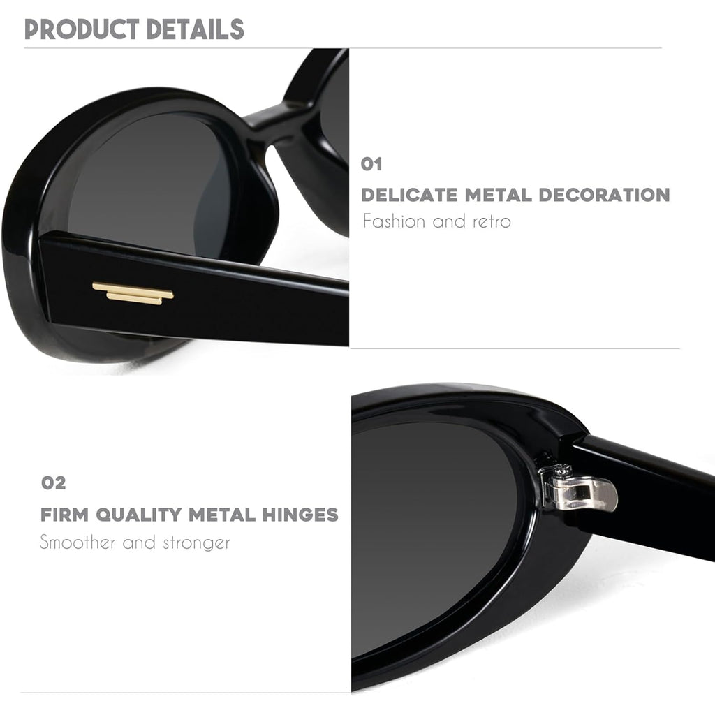 mosanana Retro Tiny Oval Sunglasses for Women with Small Face Narrow Style MS52360