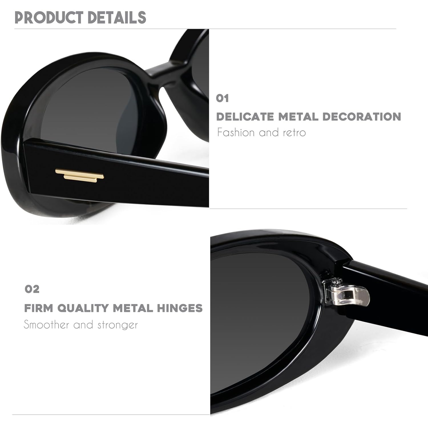 mosanana Retro Tiny Oval Sunglasses for Women with Small Face Narrow Style MS52360
