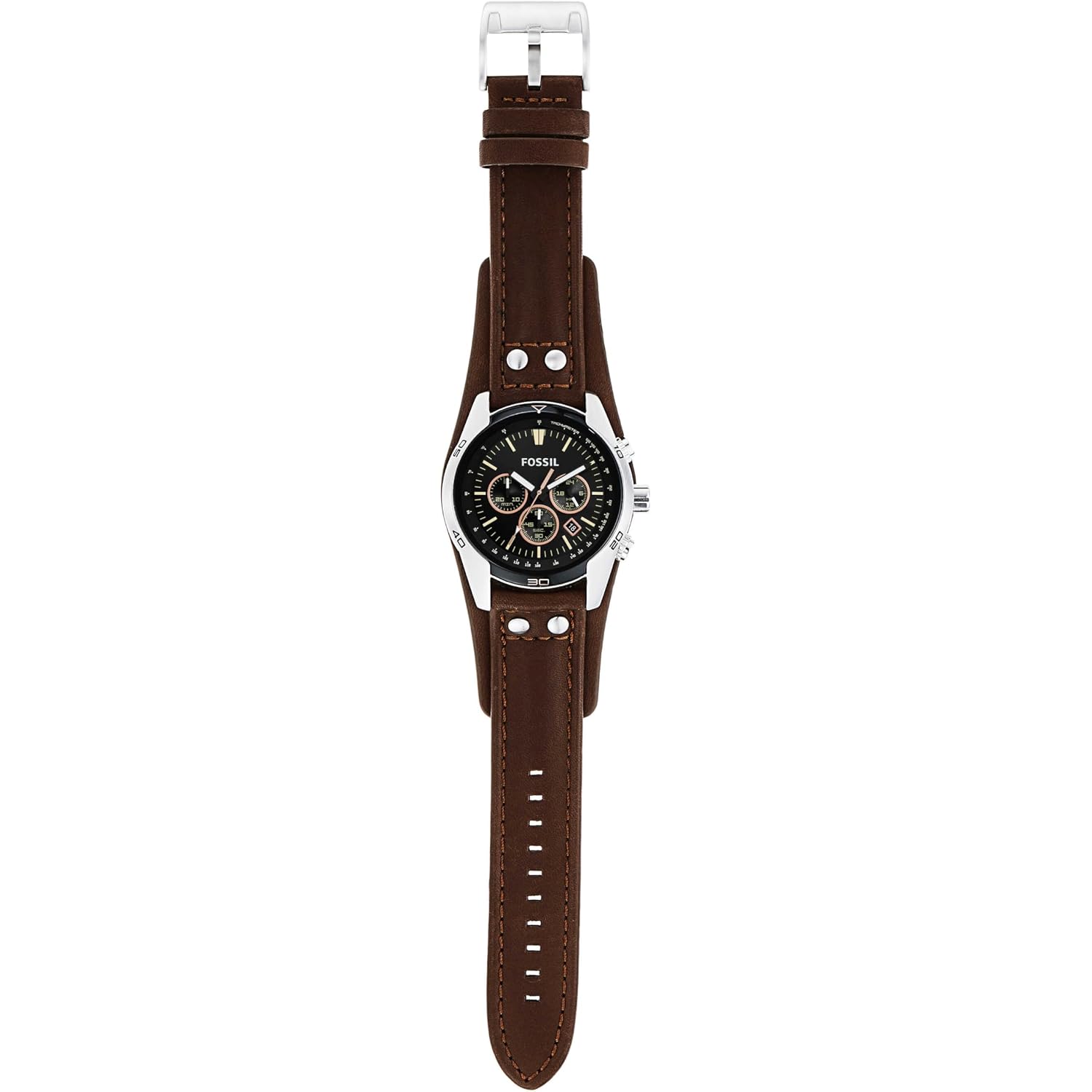 Fossil Men'S Watch, Coachman Quartz Stainless Steel And Chronograph Leather Watch For Men