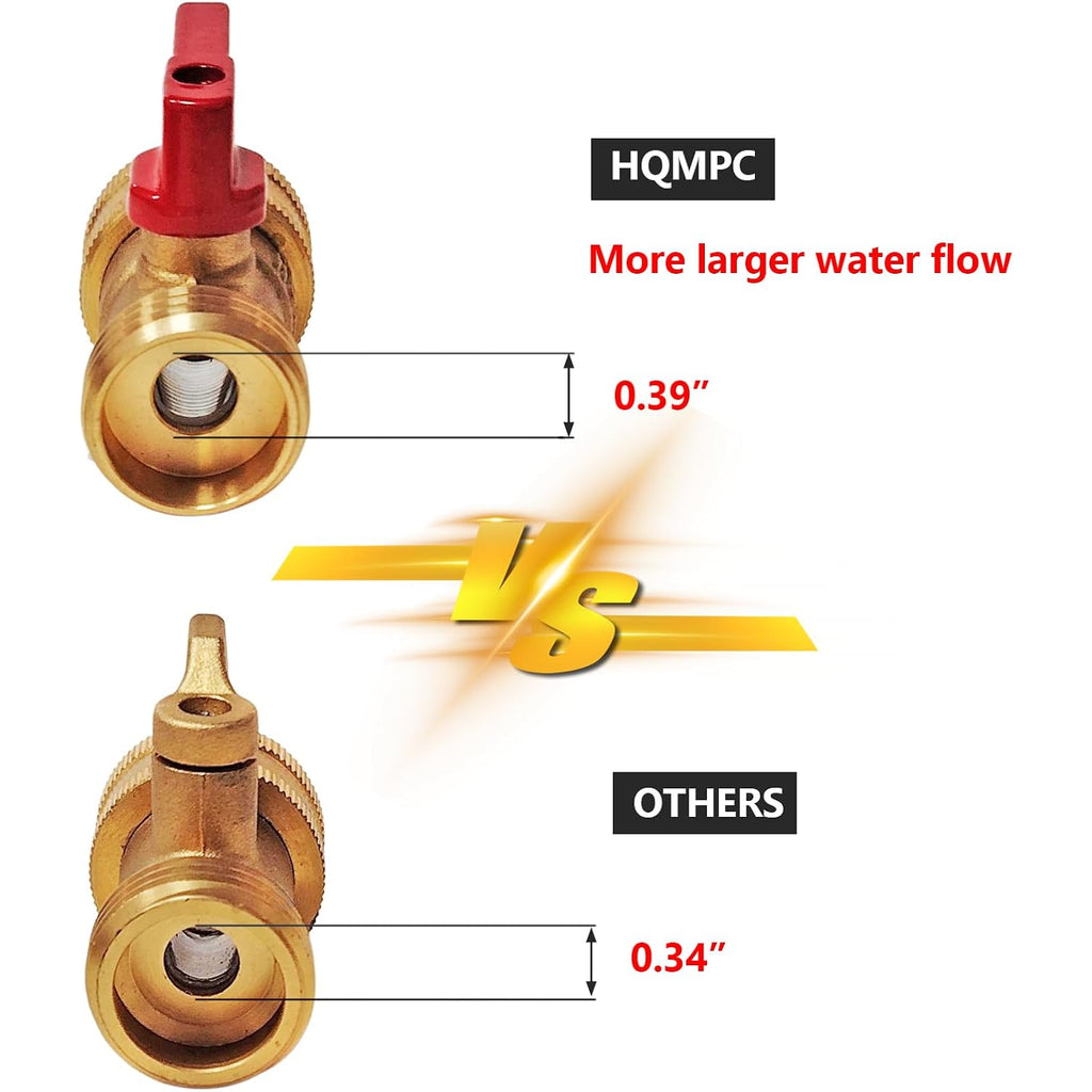 Heavy Duty Brass Shut Off Valve Big Flow,Garden Hose Shut Off Valve For Garden Lawn Irrigatiion Garden Hose Connector Big Handle Easy Turn On Off (2Pcs) +4 Extra Pressure Washers