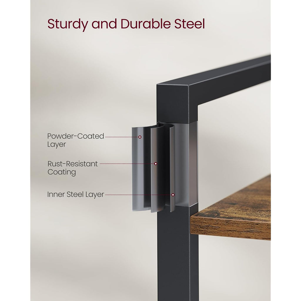 Vasagle 3-Tier Bookshelf, Bookcase With Steel Frame, Book Shelf For Living Room, Home Office, Study, 9.4 X 15.7 X 30.1 Inches, Industrial Style, Rustic Brown And Ink Black Ulls098K02