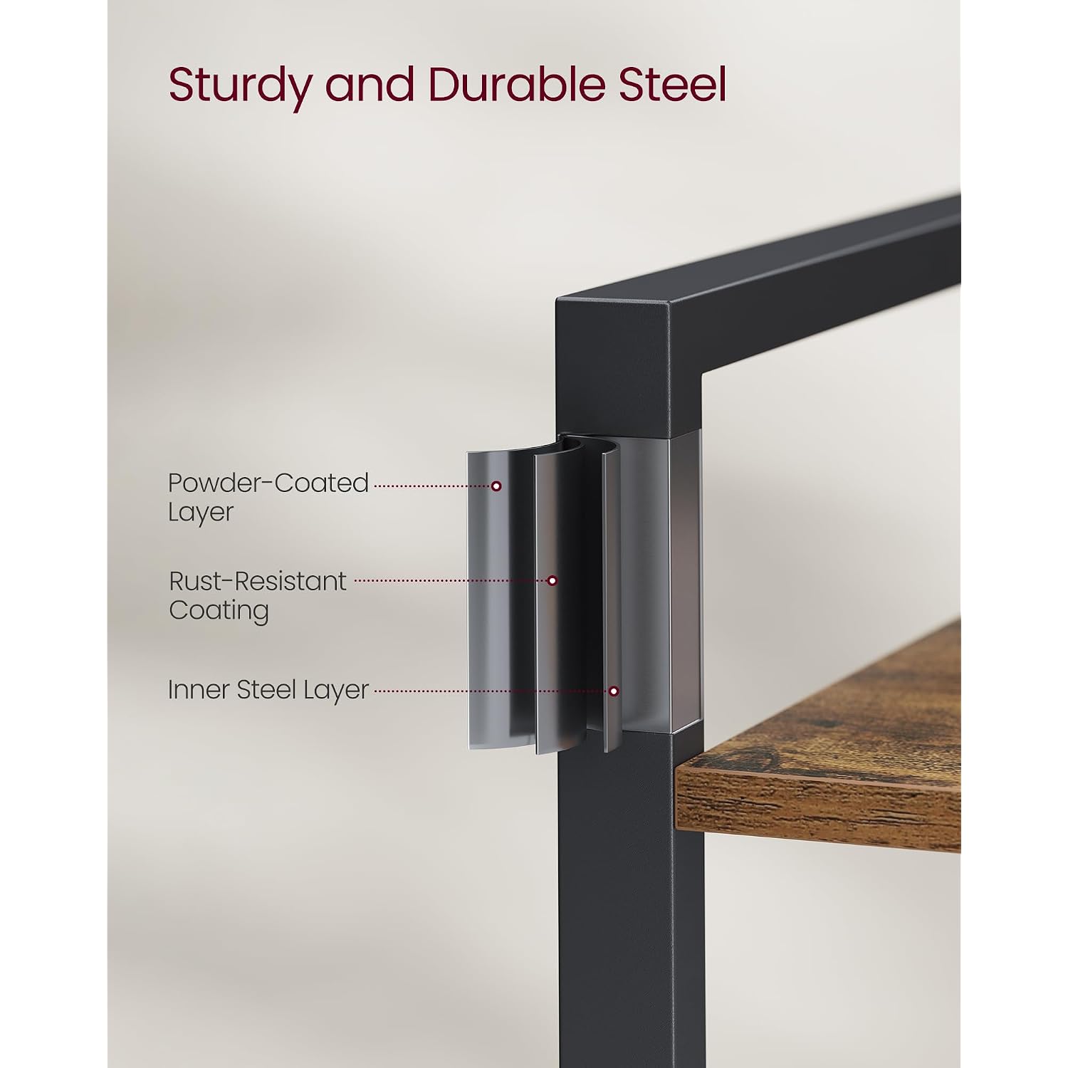 Vasagle 3-Tier Bookshelf, Bookcase With Steel Frame, Book Shelf For Living Room, Home Office, Study, 9.4 X 15.7 X 30.1 Inches, Industrial Style, Rustic Brown And Ink Black Ulls098K02