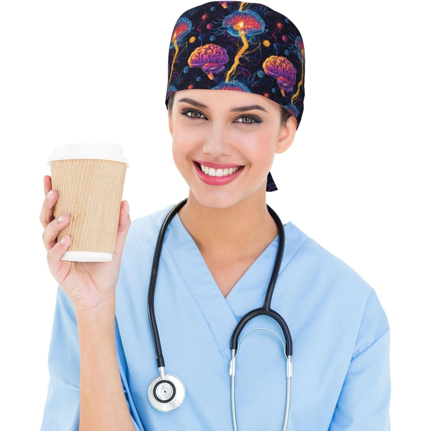 Funny Banana Working Cap, Scrub Cap With Sweatband, Adjustable Tie Back Hat Breathable Headgear For Women/Men