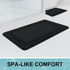 Grandaily Memory Foam Bath Mat Rug 30x20, Ultra Soft, Non-Slip and Absorbent Bathroom Rugs, Machine Wash Dry, Comfortable Bath Carpet for Bathroom Floor, Tub and Shower, Black