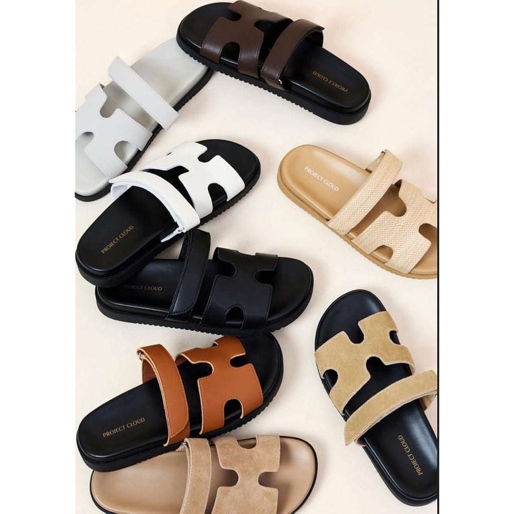 Project Cloud 100% Genuine Leather Sandals For Women Footwear - Stylish Womens Sandals With Plush & Soft Insole - Non-Slip And Water-Resistant Beach Sandals Slides For Women (Mayvy)