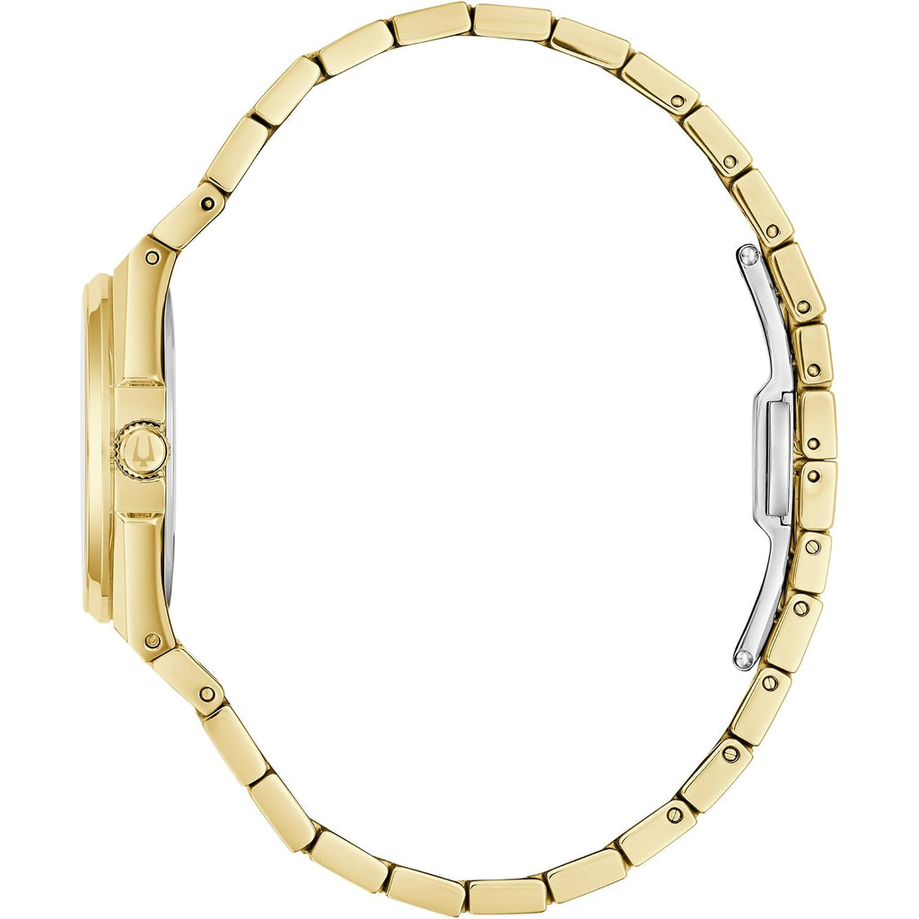 Bulova Ladies Dress Classic 3-Hand Calendar Date Quartz Watch, Stainless Steel Bracelet, Patterned Dial, 28Mm