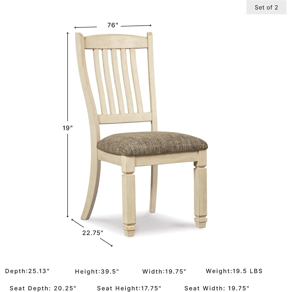 Signature Design By Ashley Bolanburg 20" Upholstered Dining Room Chair, Set Of 2, Antique White