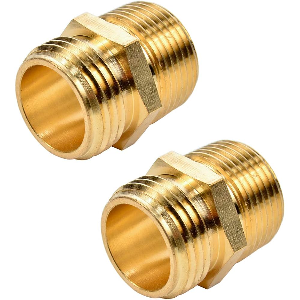 2 Pack 3/4" Ght To 3/4" Npt Male Connector, Brass Garden Hose Fitting, Male Hose Adapter | Ght To Npt Adapter Brass Fitting, Garden Hose To Pipe Fittings Connect
