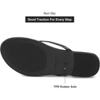 Mazeskin Women'S Memory Foam Comfortable Flat Thong Sandals Dressy Summer Beach Leather Slide Flip Flops
