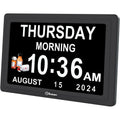 Dementia Digital Clock For Seniors Elderly, 20 Alarm Reminders 3 Ringtones For Memory Loss Alzheimers, Electric Time Date Day Large Display Calendar Clock, Auto Dst, 1024 * 600P Hd