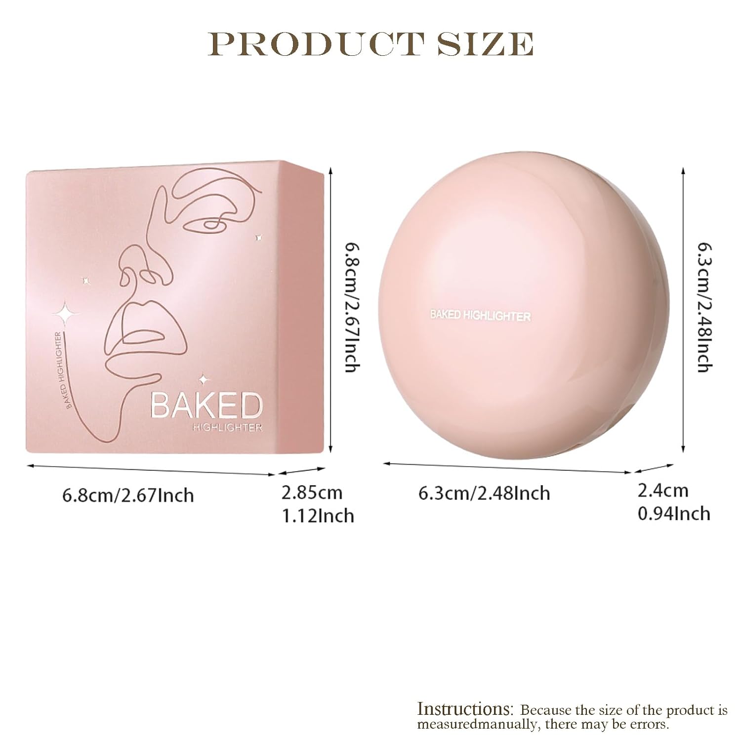 Baked Highlighter Powder Palette - Buildable Natural Finish Highlighter, Lightweight Shimmery & Matte Face Powder for Cheekbones,Makeup Gift for Women & Girls(01#-Light pearlescent)
