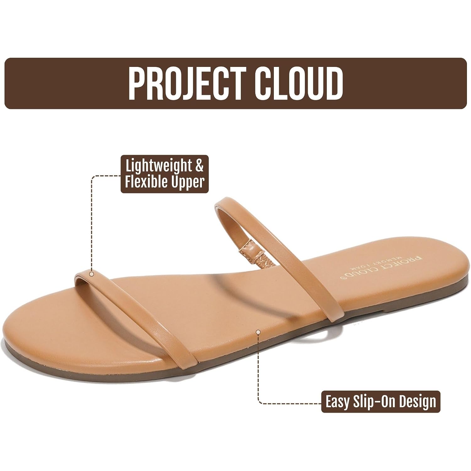 Project Cloud Summer Sandals For Women 2026 - Memory Foam Insole And Eco-Crafted Leather Beach Flip Flops For Women - Non Slip And Lightweight Double Strap Womens Sandals (Transition)
