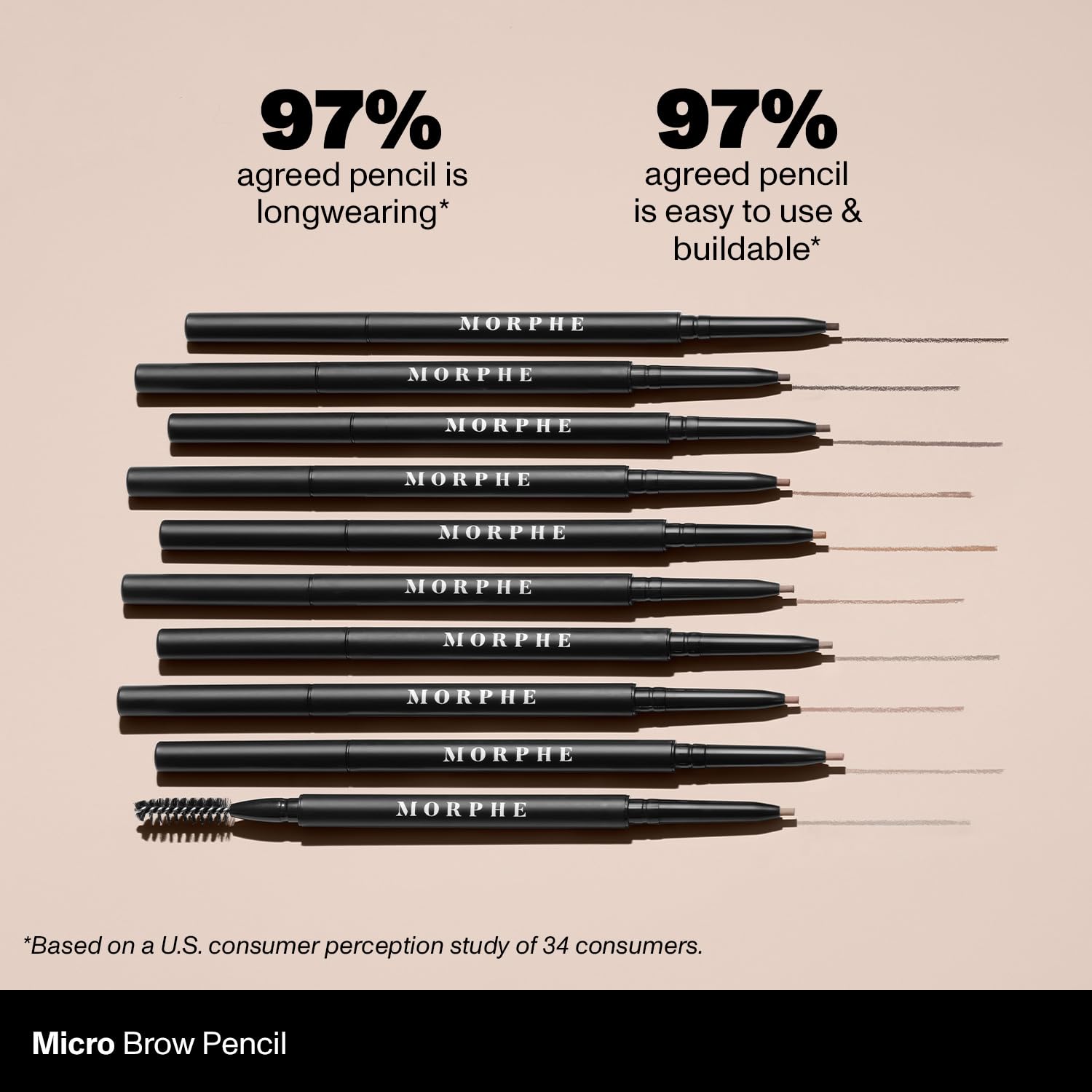 Morphe Micro Dual Eyebrow Pencil - Dual-Ended Brow Pencil Featuring A Retractable, Ultra-Precise, Pointed Tip - Richly Pigmented, Smooth-Gliding, Long-Lasting Wax Formula - Java (0.003 Oz)