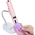 Linssy Mini UV Light for Nails with Auto Sensor & Gooseneck Stand,Portable Cordless Nail Lamp Flash Cure Lamp with LCD Display,Handheld UV Light for Gel Nails at Salon & Home Use (Pink)