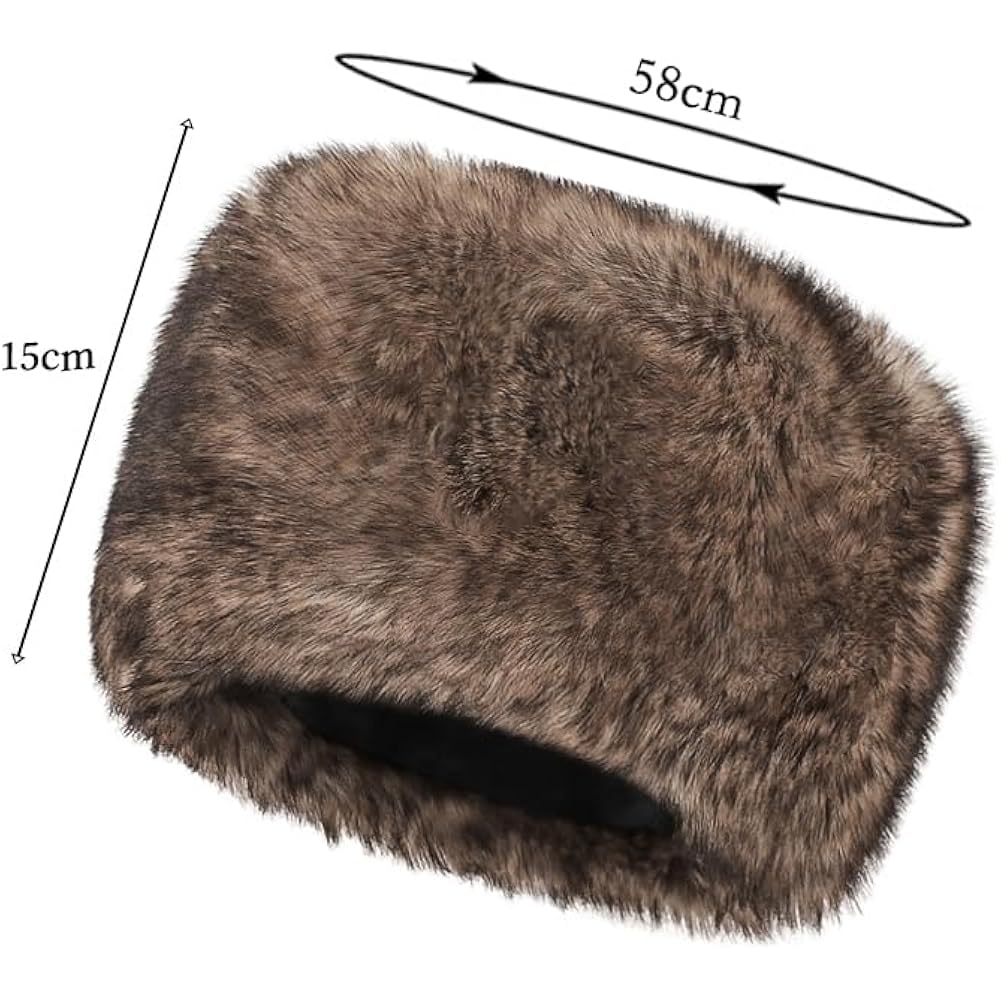 Faux Fur Cossack Hat Fuzzy Trapper Trooper Hat Windproof Warm Russian Ushanka Winter Ski Hunting Cap Unisex