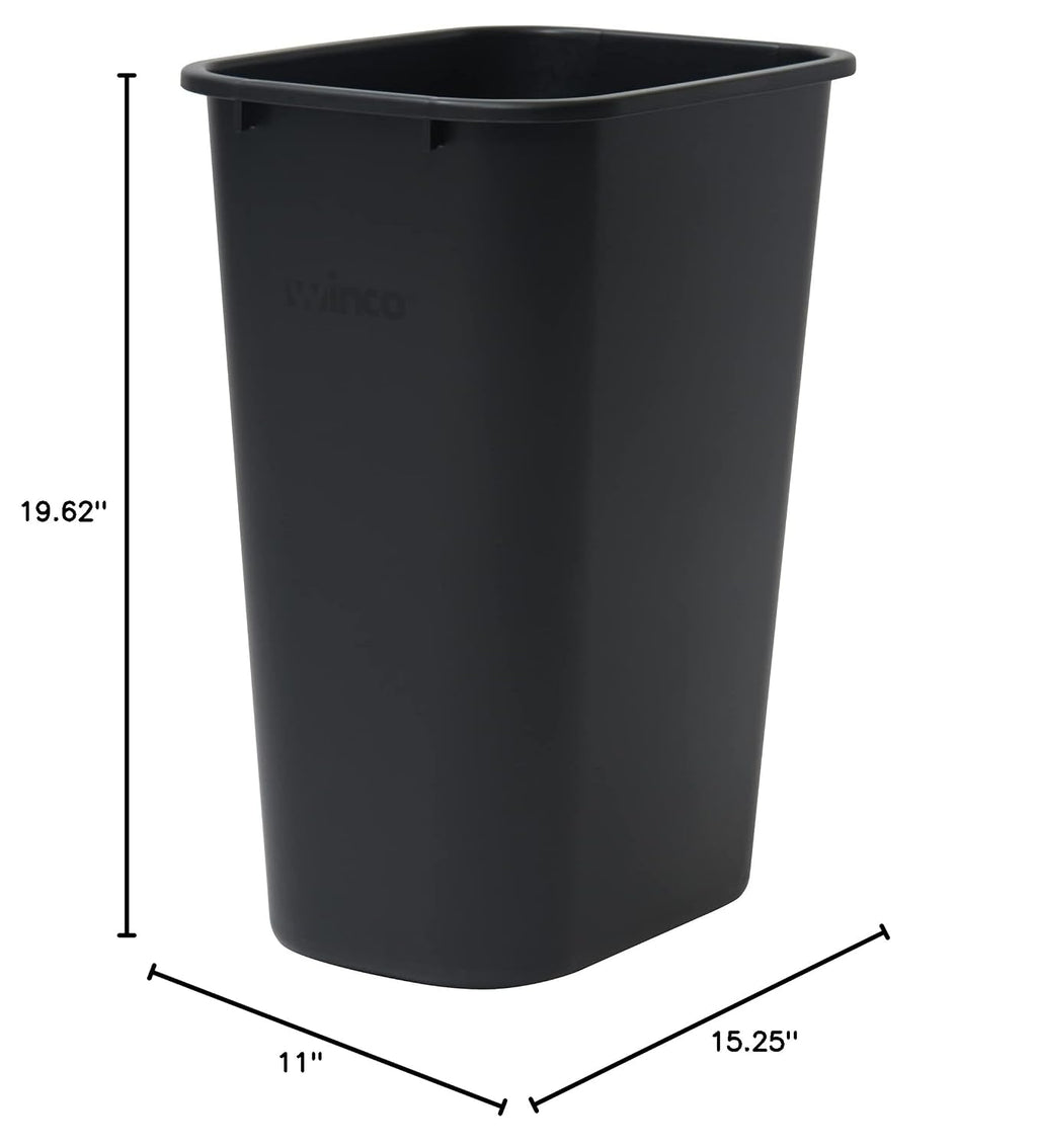 Winco Waste Basket For Home And Office, 10 Gallon, Black