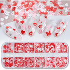 2 Box Pink Nail Art Glitter Valentine's Day Nail Sequins Flakes with Heart Star Design Manicure Fine Glitter Flower Nail Stickers Decals Supplies Nail Charms for Women DIY Nail Art Decorations