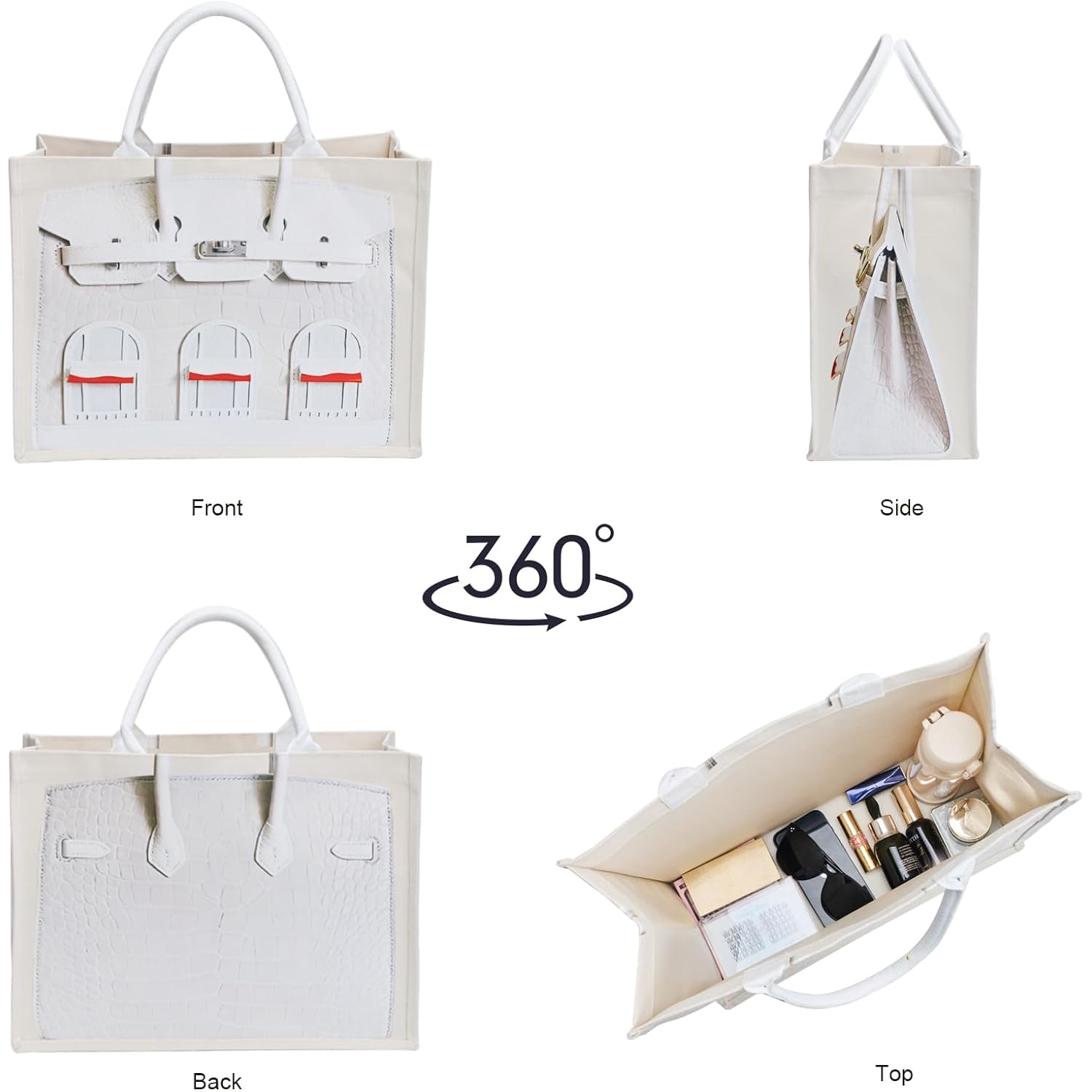 16Oz Sturdy Canvas Tote Bag For Women, Luxury Illusion Print Handbag, Unique Bridesmaid Gift & Work Bag