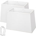 Rectangle Lamp Shades Set Of 2, Top 7"X12.5",Bottom 9"X15",Height 10",White | Square Large Lampshades For Table Lamps Floor Lamps, Spider, Harp Holders Included, Natural Linen Replacement, Easy Assembly