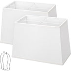 Rectangle Lamp Shades Set Of 2, Top 7"X12.5",Bottom 9"X15",Height 10",White | Square Large Lampshades For Table Lamps Floor Lamps, Spider, Harp Holders Included, Natural Linen Replacement, Easy Assembly