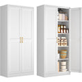 White Kitchen Pantry Cabinet, 71 Inch Tall Metal Storage Cabinet With Doors And Shelves, Pantry Cabinets For Kitchen Storage, Freestanding Cupboard For Living, Dining Room, Assemble Required