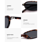 SOJOS Retro Polarized Rectangle Oval Sunglasses for Women Men,Trendy Petite Shades Skinny Rim UV400 Protected SJ2668