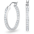 Swarovski Sommerset hoop earrings, clear, Rhodium finish