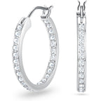 Swarovski Sommerset hoop earrings, clear, Rhodium finish