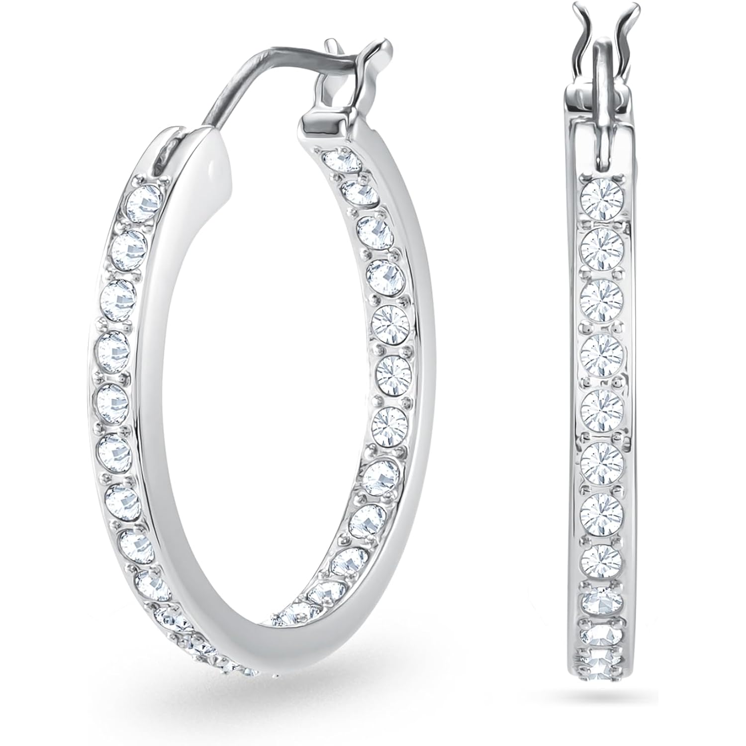 Swarovski Sommerset hoop earrings, clear, Rhodium finish