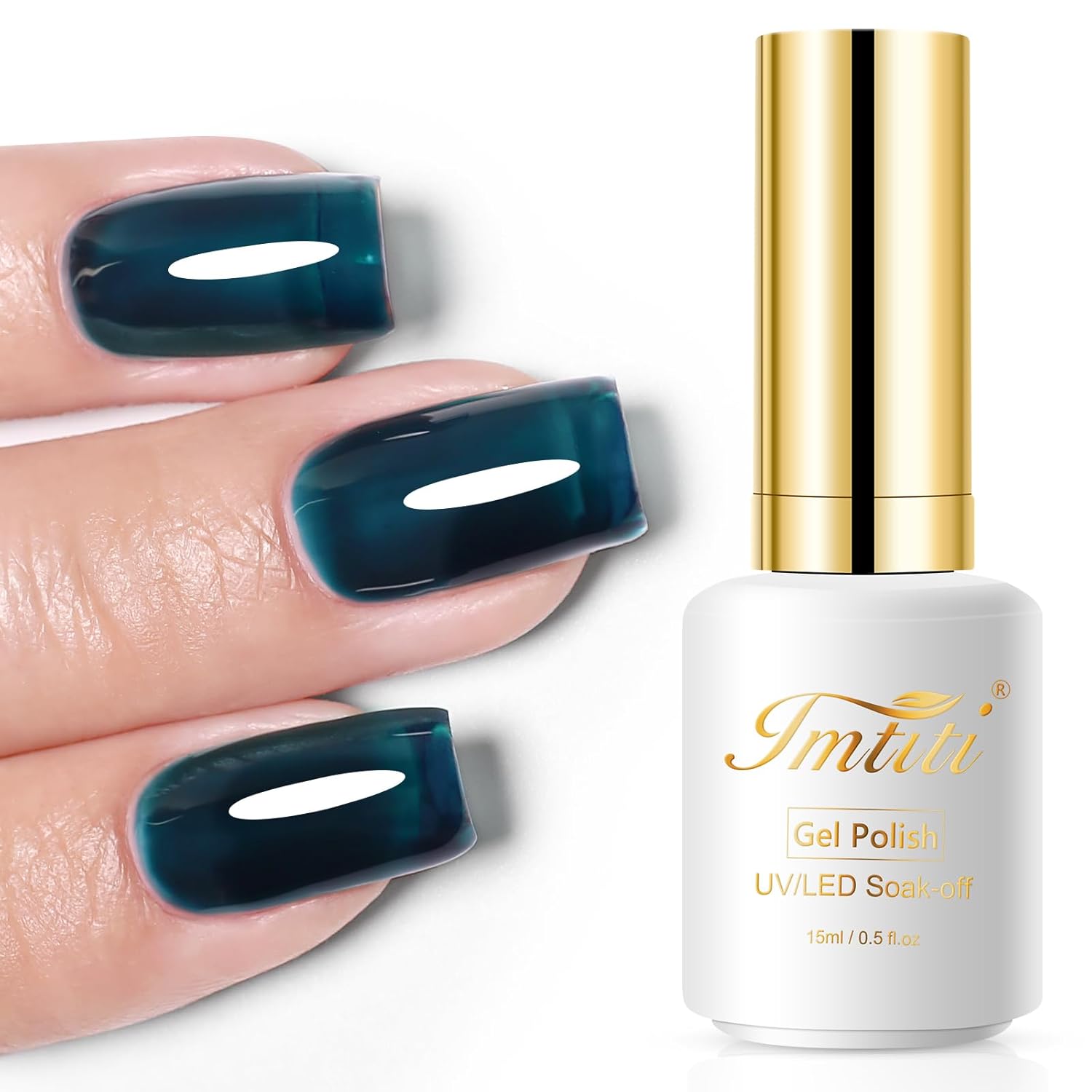 Aegean Blue Gel Nail Polish, 0.5 fl oz Translucent Blue Green gel polish Color Soak Off UV Lamp Nail Art Manicure Salon DIY Nail Design Christmas Halloween Decoration